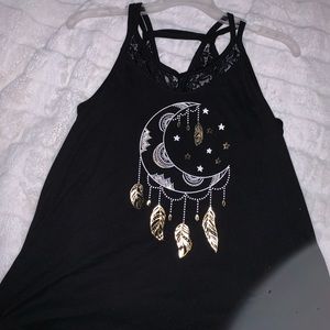 Moon and Feathers Tank Top NWOT